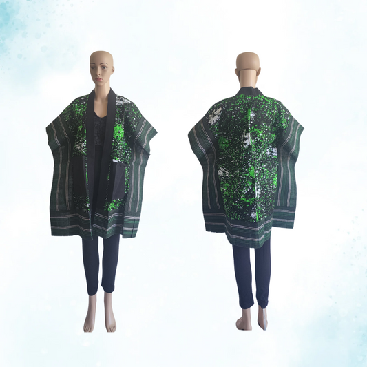 African Print Kimono with Indigenous Fabric Mix